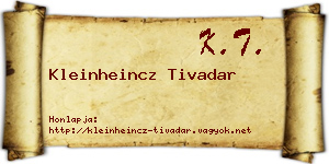 Kleinheincz Tivadar névjegykártya