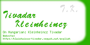 tivadar kleinheincz business card